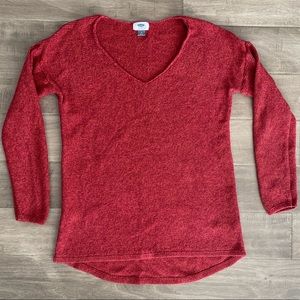Medium red cable knit v neck sweater